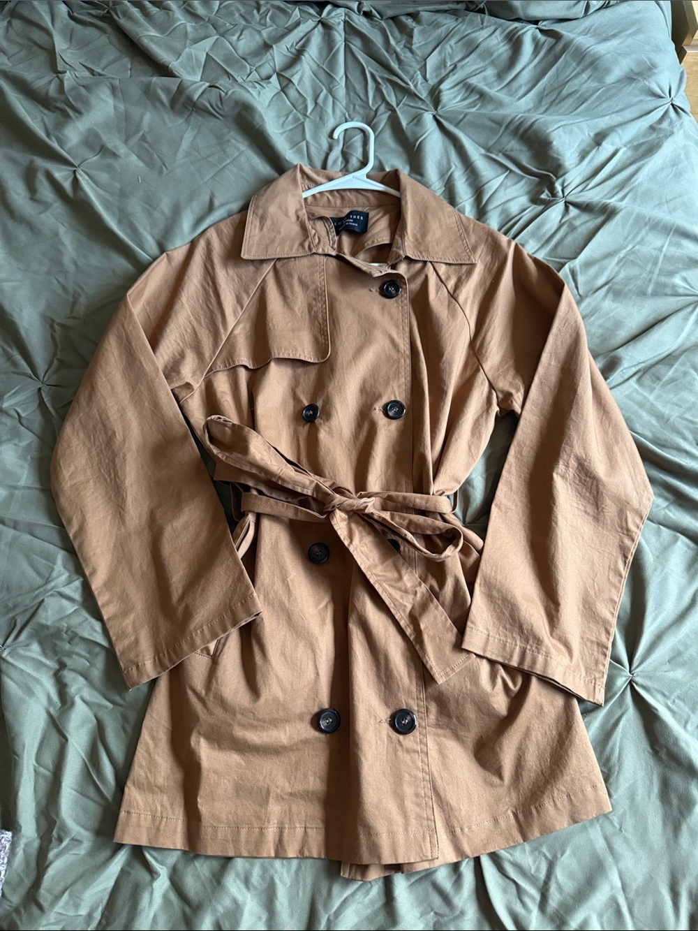 Love Tree Camel Trench Coat with Waist Tie